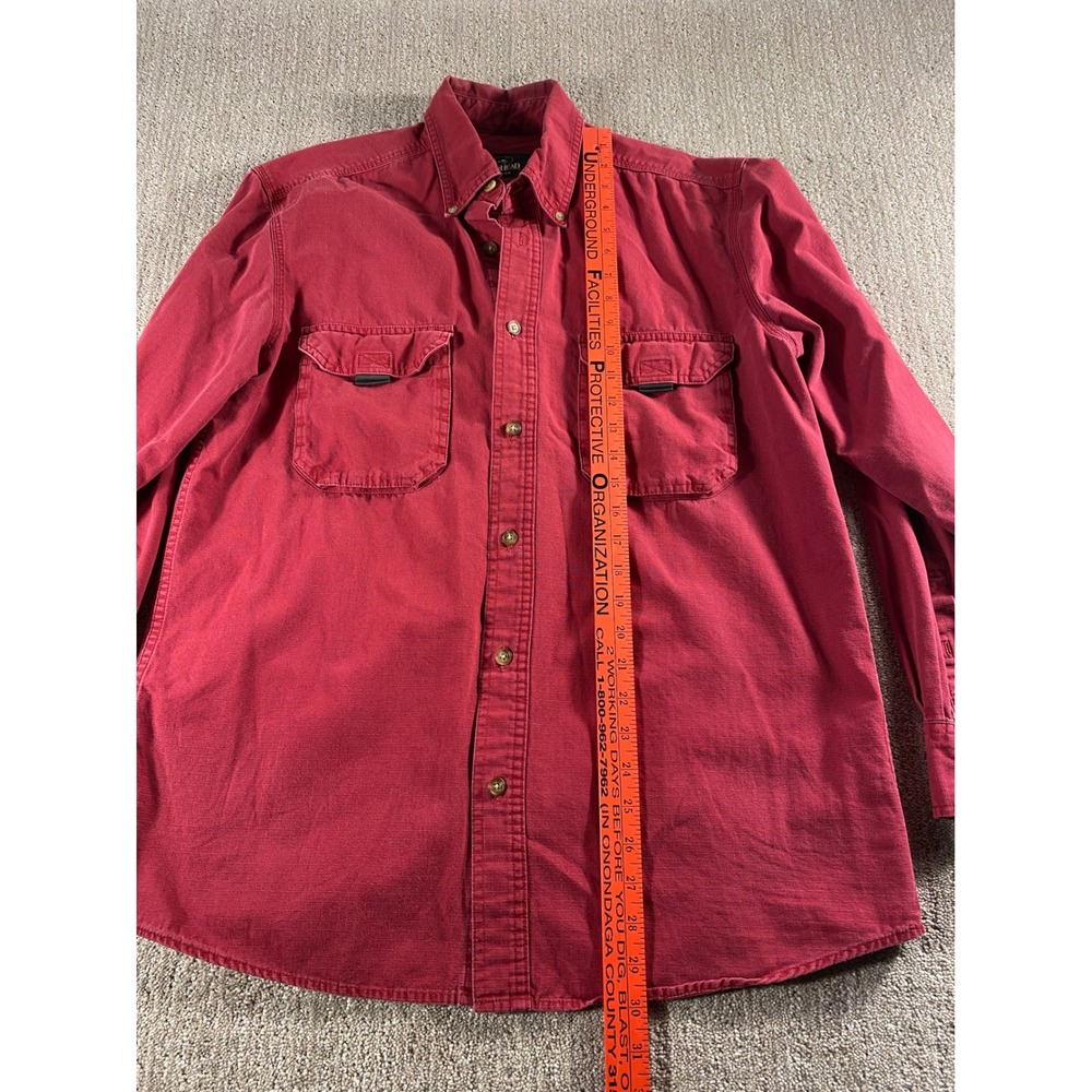 REDHEAD Mens Red Long Sleeve Button Up Shirt Casual Outdoor Size M - Picture 7 of 8